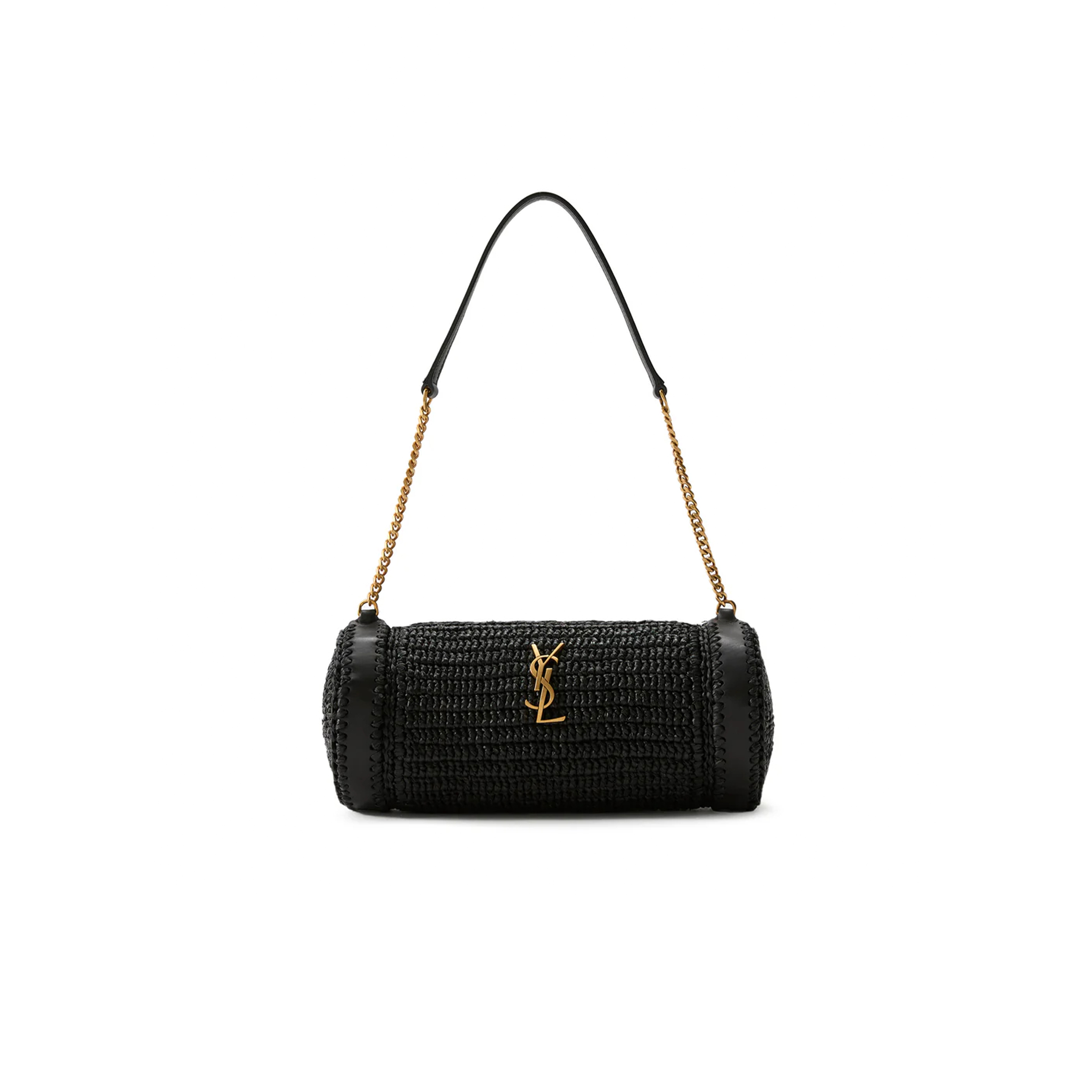 Y*L cassandre small cylindric bag in raffia and vegetable-tanned leather 1164570 (30*12*10cm)